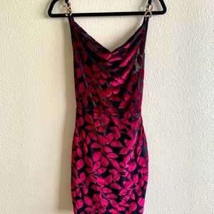 Red and Black Cowl Slip Dress